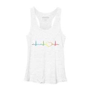 Adult Design By Humans Rainbow Pride Heartbeat By Luckyst Racerback Tank Top - 1 of 2