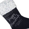 Northlight 19" Navy Blue and Silver Embroidered Happy  Stocking with Sequin Cuff - 3 of 3
