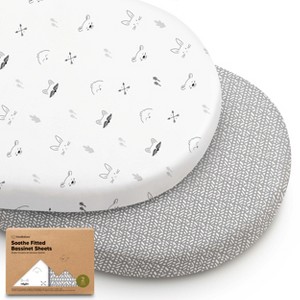 KeaBabies Organic Bassinet Sheet for Baby Girls, Boys, 2-Pack Soothe Bassinet Fitted Sheets, Bedside Bassinet Mattress Sheet - 1 of 4