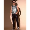 INSPIRE CHIC Men's Sleeveless Crew Neck Disco Metallic Shiny Tank Tops - 4 of 4