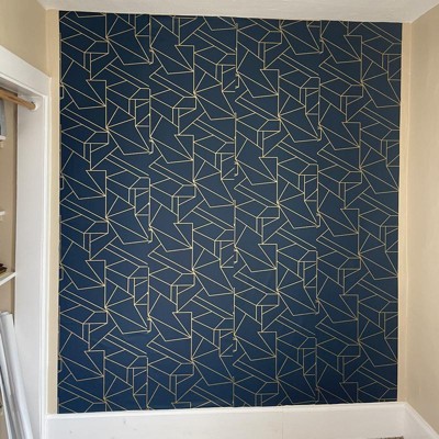 Facet Geometric Peel & Stick Wallpaper Navy/gold - Project 62™ : Target