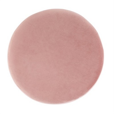 Dusty Rose Velvet Round Ottoman with Silver Base