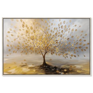 Art Remedy Tree of Golden Leaves Colorful Tree Art Framed - 1 of 4