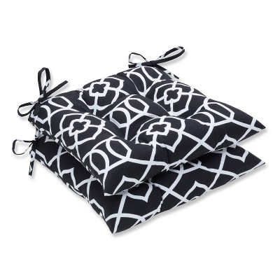 Outdoor/Indoor Kirkland Black Wrought Iron Seat Cushion Set of 2 - Pillow Perfect