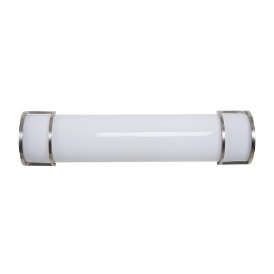 Sleek Satin Nickel 2-Light Fluorescent Vanity with White Glass Shade