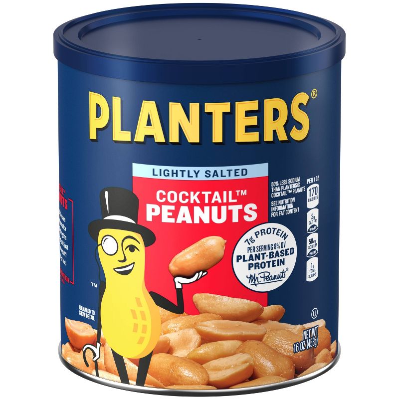 Planters Lightly Salted Made With Sea Salt Cocktail Peanuts - 16oz, 2 of 10