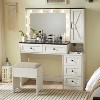 Vanity Tables with Charging Station & 2 Visible Drawers, 43" W Modern Vanity Makeup Desk with Lights Mirror and Drawers - 4 of 4