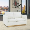 LeisureMod Nervo Mid-Century Modern Upholstered Faux Leather Loveseat with Gold Frame - 2 of 4