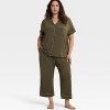 Women's Cloud Knit Short Sleeve Notch Collar Top and Cropped Pants Pajama Set - Auden™ - 3 of 3