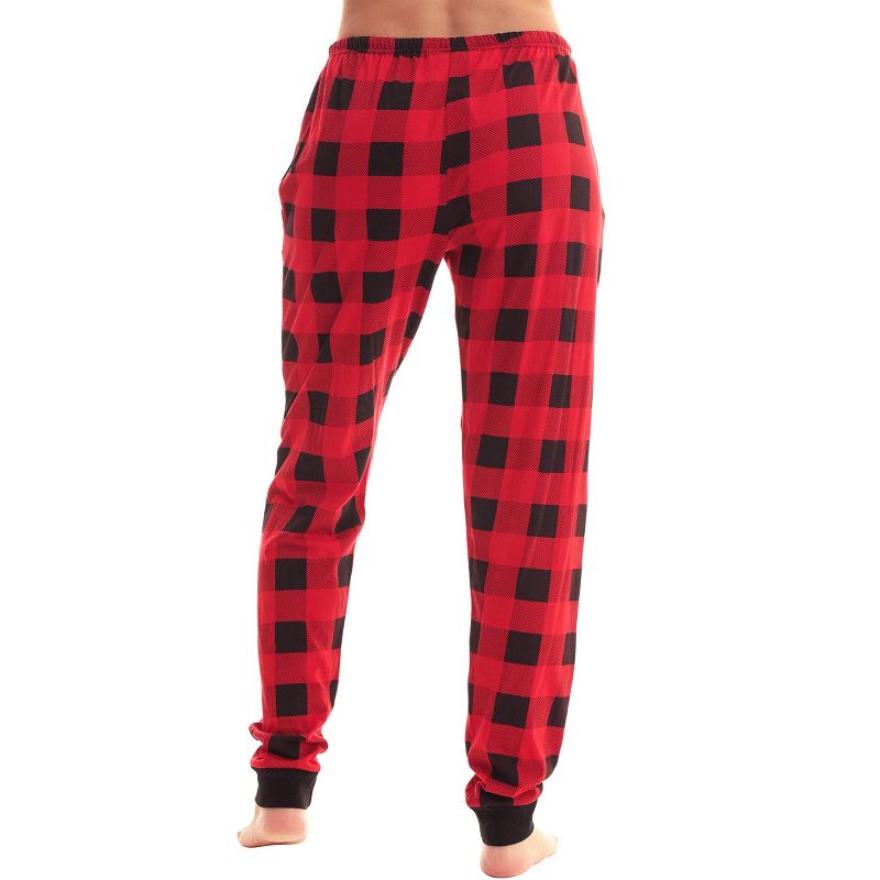 Just Love Womens Buffalo Plaid Knit Jersey Pajama Pants - Buffalo Check Jogger PJ Bottom, 3 of 4