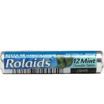 Rolaids Chewable Mints Roll of 12 Tablets (One Roll Only)