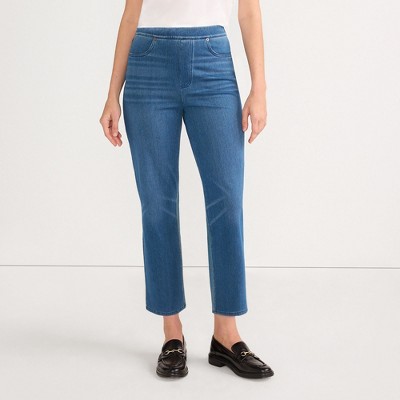 Lands' End Women's Starfish High Rise Knit Denim Straight Crop Jeans