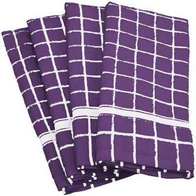 4pk Nautical Windowpane Kitchen Towels Dark Plum - Design Imports