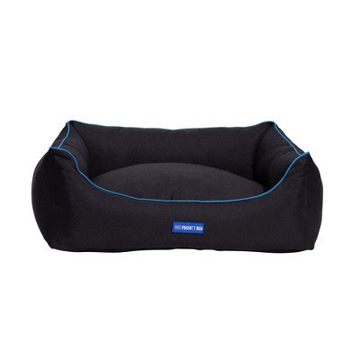 Medium Black and Blue Eco-Fabric Bolster Dog Bed