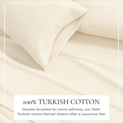 Full Pristine Ivory Cotton Flannel Sheet Set