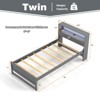 Infans Twin Size Wooden Bed Frame w/ Charging Station & LED Light Storage Headboard - 2 of 4