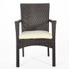 GDFStudio Frankfort Outdoor Wicker 3 Piece Bistro Set with Cushion, Multibrown/Cream - 3 of 4