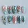LOVELAY CREATIONS Ombre Blue Short Almond Press-On Nails with Starburst Design - 2 of 4