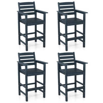 Tangkula Patio Bar Stools Set of 4 Tall Adirondack Chair w/ Backrest Armrests & Footrests