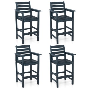 Tangkula Patio Bar Stools Set of 4 Tall Adirondack Chair w/ Backrest Armrests & Footrests - 1 of 4