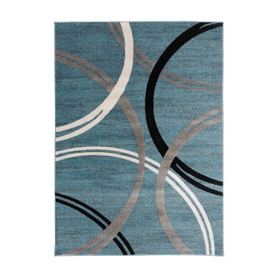 World Rug Gallery Contemporary Abstract Circles Design Blue 6'6