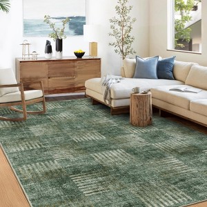 TROPOW 8x10 Area Rugs for Living Room Bedroom Non-Slip Washable Rugs Plaid Checkered Large Area Rug Stain Resistant Modern Abstract Throw Rug - 1 of 4