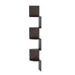 Floating Corner Shelf- 5 Tier Wall Shelves with Hidden Brackets to Display Décor, Books, Photos, More- Hardware Included by Lavish Home (Dark Brown)