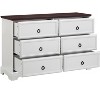 VANIRROR Modern Farmhouse 6-Drawer Chest of Drawers – Wooden Dresser with 6 Storage Drawers for Bedroom – White - 2 of 4
