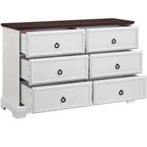 VANIRROR Modern Farmhouse 6-Drawer Chest of Drawers – Wooden Dresser with 6 Storage Drawers for Bedroom – White - 1 of 4