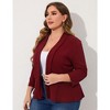 Whizmax Women Plus Size Casual Blazer Open Front Long Sleeve Work Office Cardigan Jackets,wine red,XL - 2 of 4