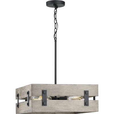 Hemsworth 18'' Black and Aged Oak 4-Light Pendant
