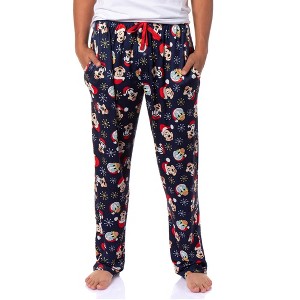 Disney Men's Mickey and Friends Santa Hat AOP Lounge Sleep Pajama Pants - 1 of 4