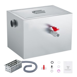 VEVOR Commercial Grease Trap, 8 LBS Grease Interceptor, Side Inlet Interceptor,Stainless Steel Grease Trap, 2.8 GPM Waste Water Oil-water Separator - 1 of 4