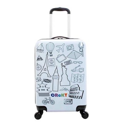 Crckt Kids' Drawable Hardside Carry On Spinner Suitcase - Travel Icons