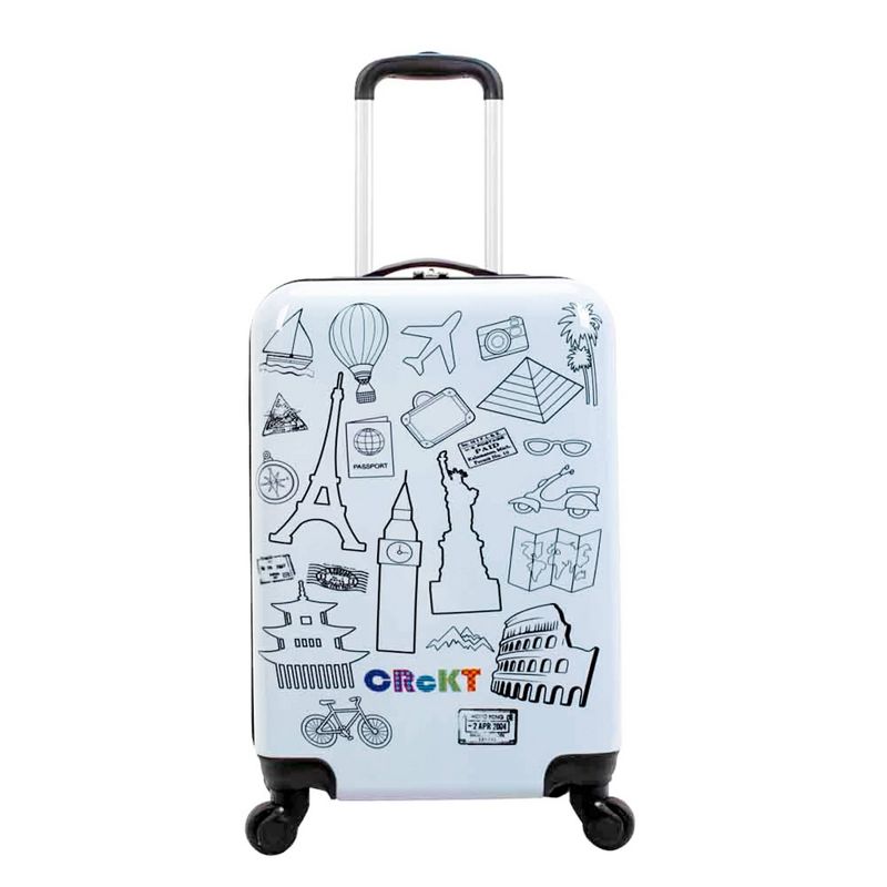 Crckt Kids&#39; Drawable Hardside Carry On Spinner Suitcase - Travel Icons, 1 of 11