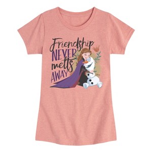 Girls' - Frozen 2 - Friendship Never Melts Away Fitted Short Sleeve Graphic T-Shirt - 1 of 4