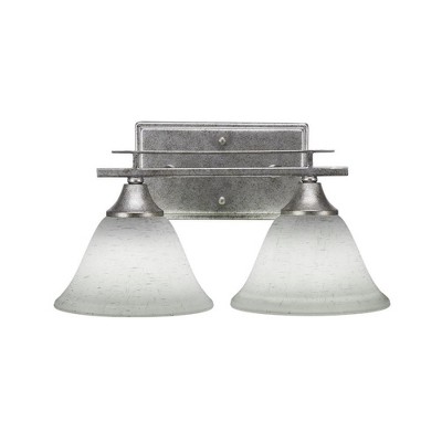 Toltec Lighting Uptowne 2 - Light Vanity in  Aged Silver with 7" White Muslin Shade
