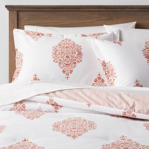 Full/queen Medallion Printed Family-friendly Comforter & Sham Set