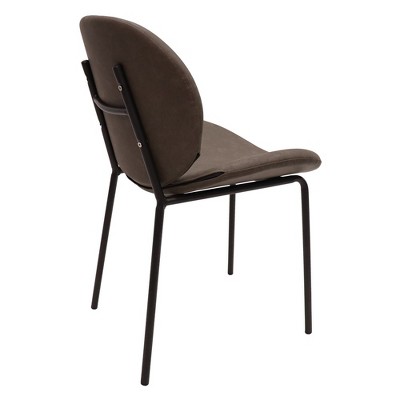 Elephant Grey Faux Leather Upholstered Metal Side Chair
