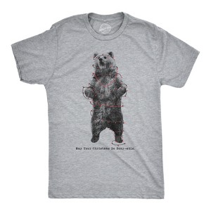 Mens May Your Christmas Be Bearable T Shirt Funny Holiday Lights Tee for Guys - Crazy Dog Men's T Shirt - 1 of 4