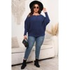 Coolmee Women Plus Size Off-Shoulder Batwing Sleeve Sweater Winter Casual Blouse - 3 of 4