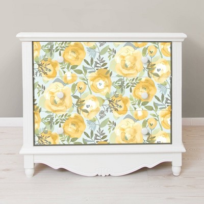 Peachy Keen Yellow Floral Vinyl Peel and Stick Wallpaper