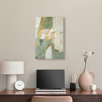 Sage Green and Gold Abstract Canvas Wall Art, 16" x 24"