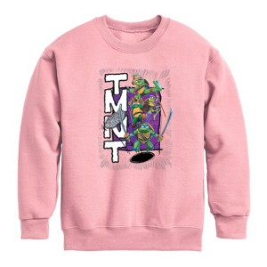 Boys' - Teenage Mutant Ninja Turtles - Donatello, Raphael, Leonardo, & Michelangelo Graphic Long Sleeve Fleece Sweatshirt - 1 of 3
