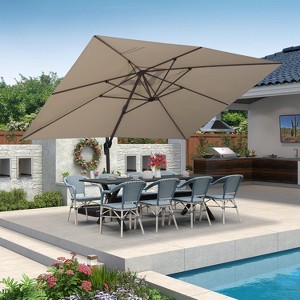 PURPLE LEAF Cantilever Umbrella Rectangle Outdoor Patio Umbrella Large Offset Hanging Umbrella with 360-degree Rotation Adjustable With Base - 1 of 4