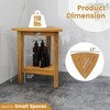 Costway Shower Stool Teak Wood Corner Bath Stool w/ Storage Shelf Shower Seat Chair - 3 of 4