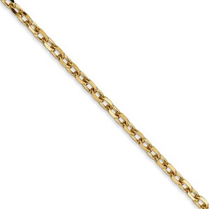 Black Bow Jewelry 3mm, 14k Yellow Gold Diamond Cut Solid Cable Chain Necklace - 1 of 4