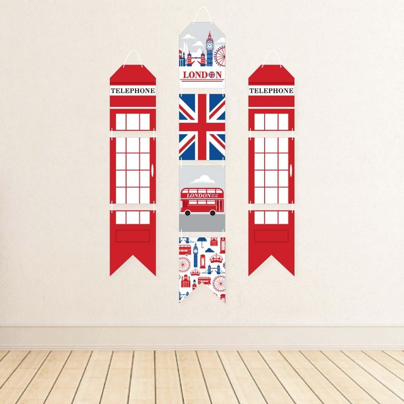 Big Dot of Happiness Cheerio, London - Hanging Vertical Paper Door Banners - British UK Party Wall Decoration Kit - Indoor Door Decor, 3 of 8