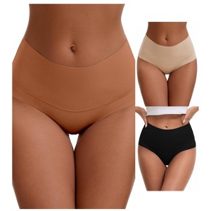 INSPIRE CHIC Women's High Waist Tummy Control Full Coverage Briefs Breathable Panties 3 Packs - 1 of 4