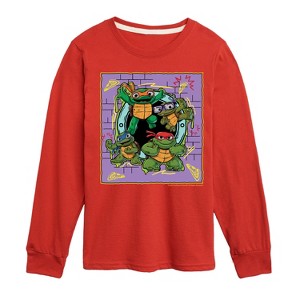 Boys' - Teenage Mutant Ninja Turtles Mutant Mayhem - Mini Badge Long Sleeve Graphic T-Shirt - 1 of 3